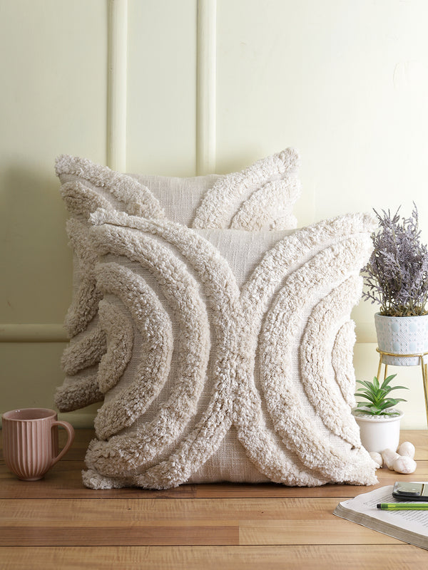 Eyda Set of 2 Cotton White Cushion Cover 18x18 inch