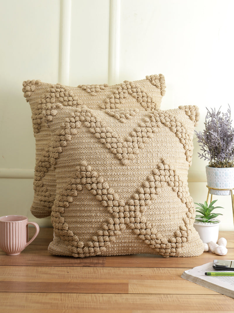 Eyda Set of 2 Cotton Beige Cushion Cover 18x18 inch