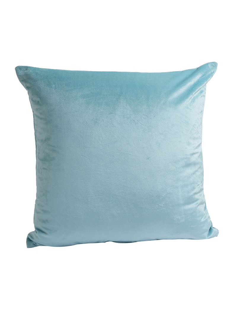 Eyda Set of 2 Velvet Turquoise Emroidered Cushion Cover 18x18 inch