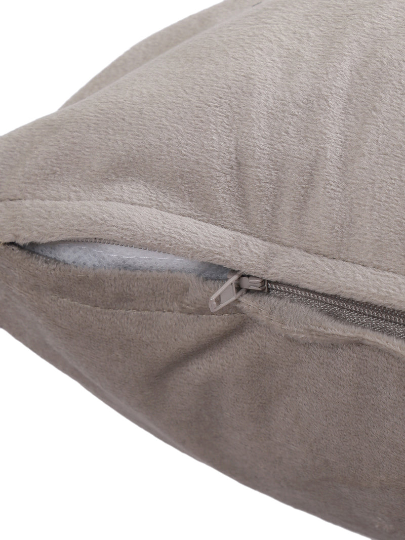 Eyda Set of 2 Velvet Grey Emroidered Cushion Cover 18x18 inch