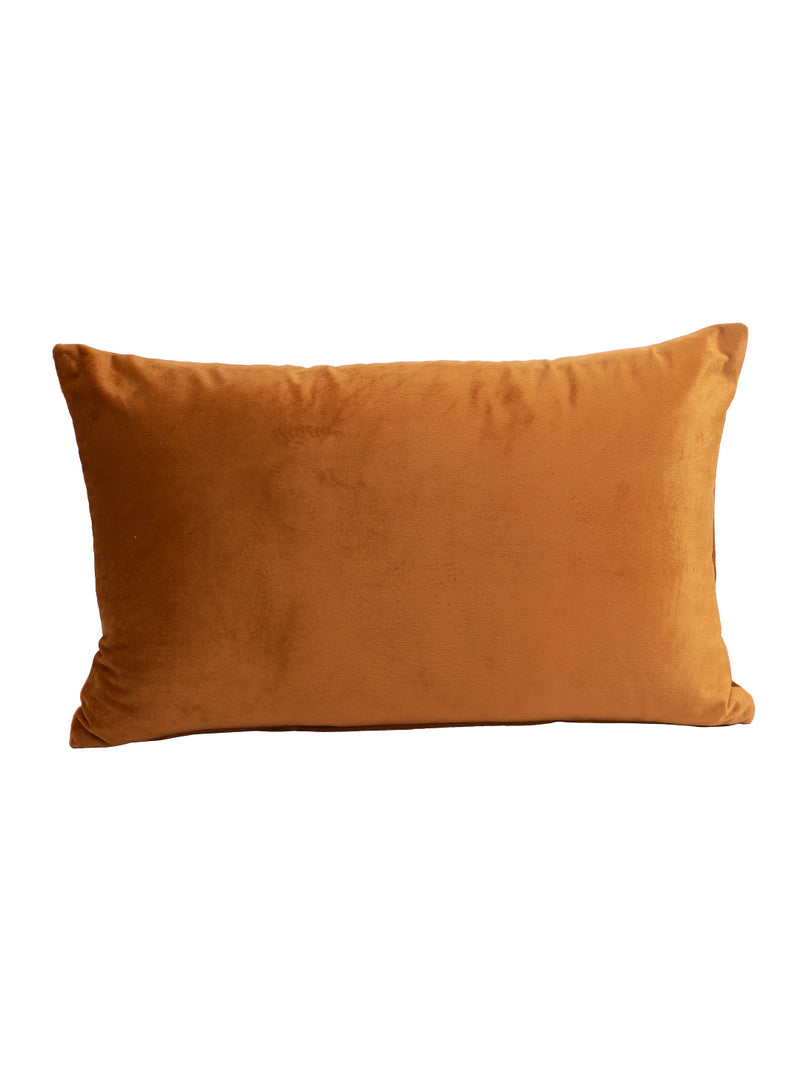 Eyda Set of 2 Velvet Rust Emroidered Cushion Cover 12x20 inch