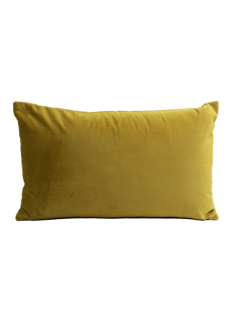 Eyda Set of 2 Velvet Olive Green Emroidered Cushion Cover 12x20 inch