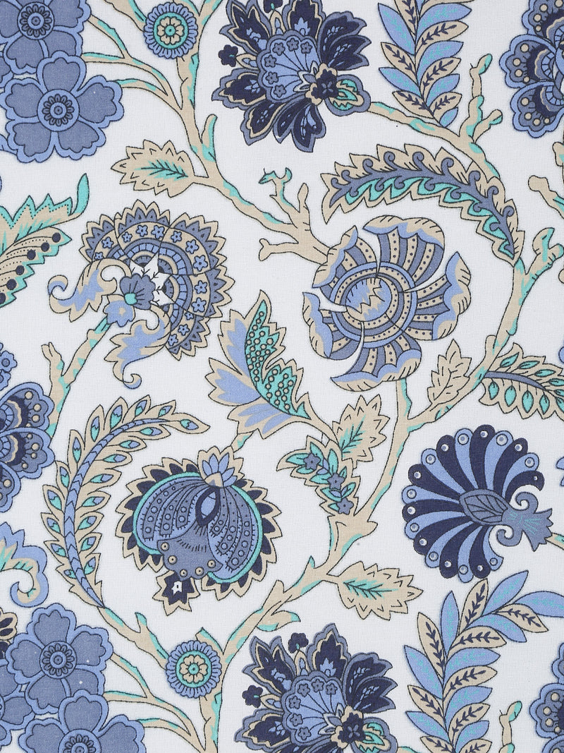 White and Blue Floral Printed 120 GSM Revesible Cotton Single Bed AC Dohar