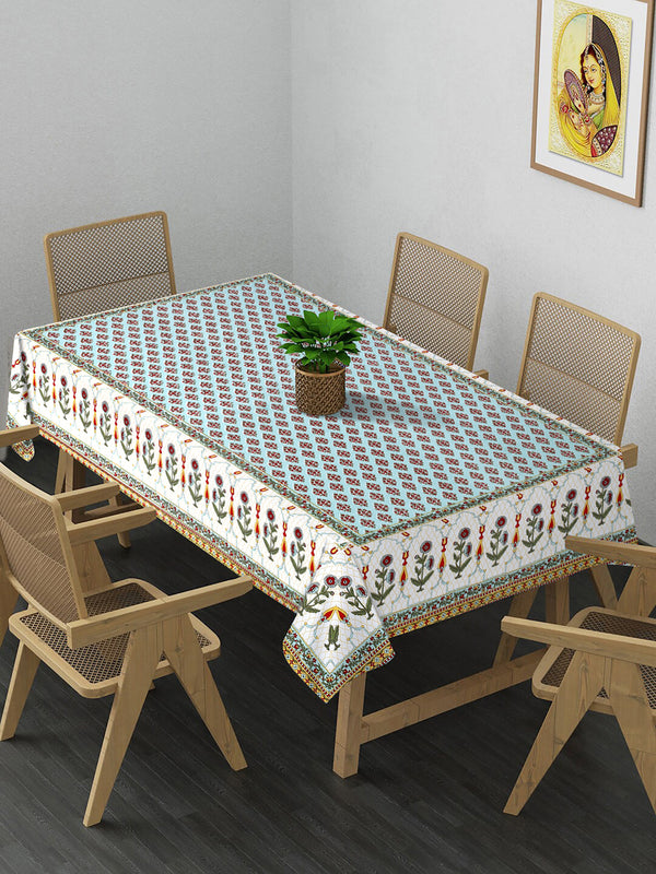 6 seater Block Printed Cotton Table Cover-60x90 inch