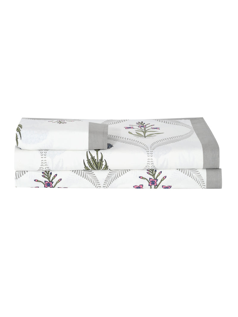 Floral Print Cotton Single Bed Sheet with 1 Pillow Covers