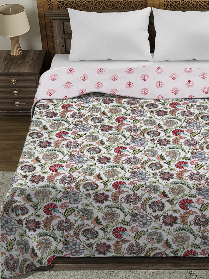 Multi Color FLoral Printed 120 GSM Revesible Cotton Double Bed AC Dohar