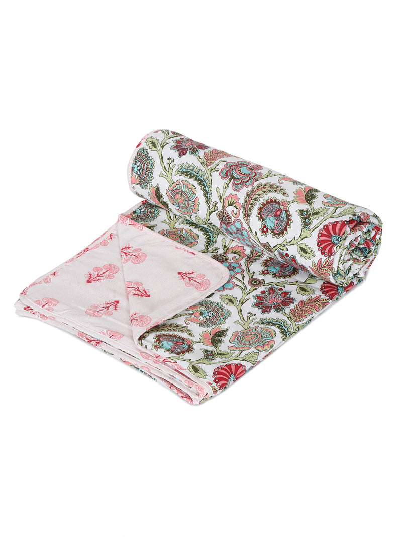 Multi Color FLoral Printed 120 GSM Revesible Cotton Double Bed AC Dohar