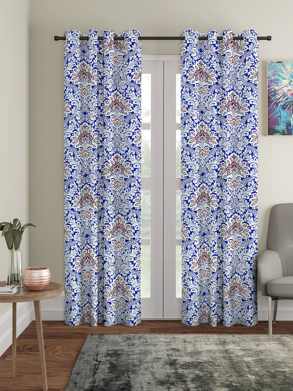 Rajsthan Décor Screen Print Cotton Floral Door Curtain Set of 2 (54x85 Inch)
