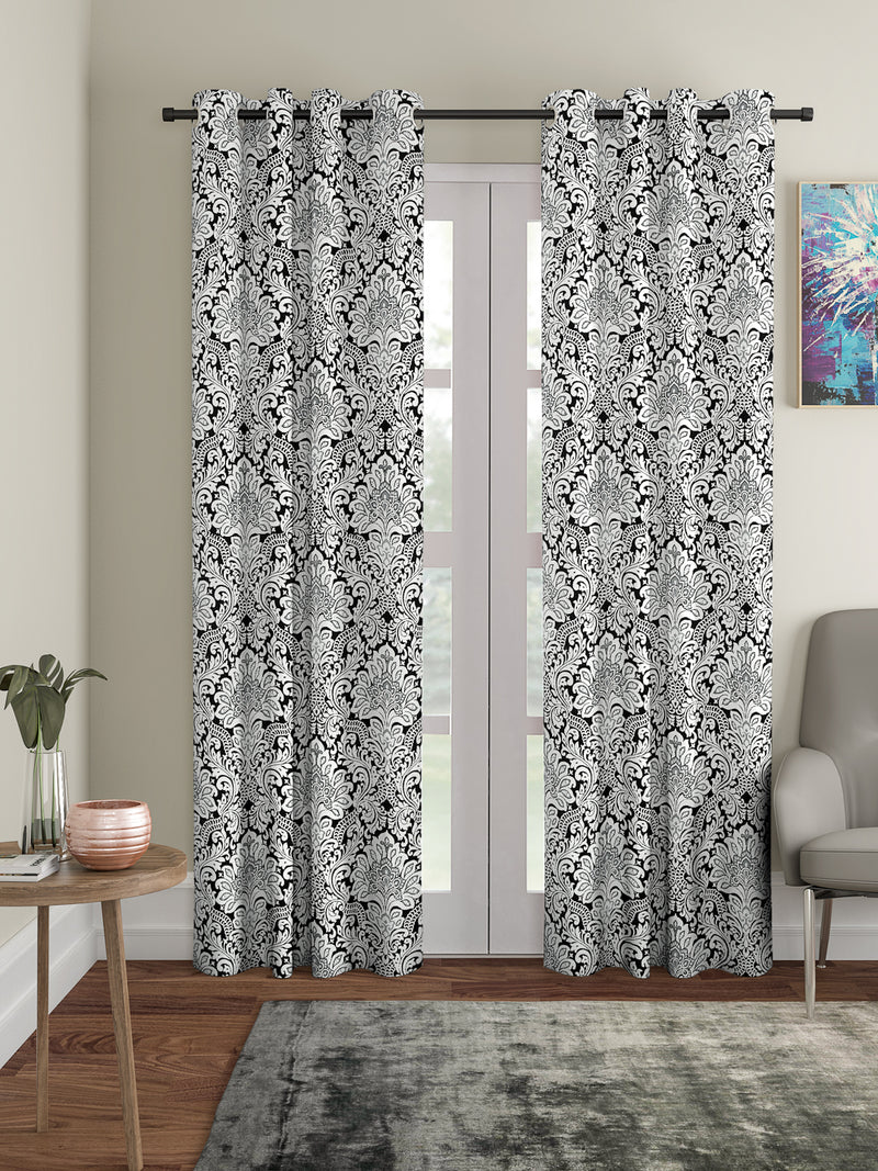 Rajsthan Décor Screen Print Cotton Floral Door Curtain Set of 2 (54x85 Inch)