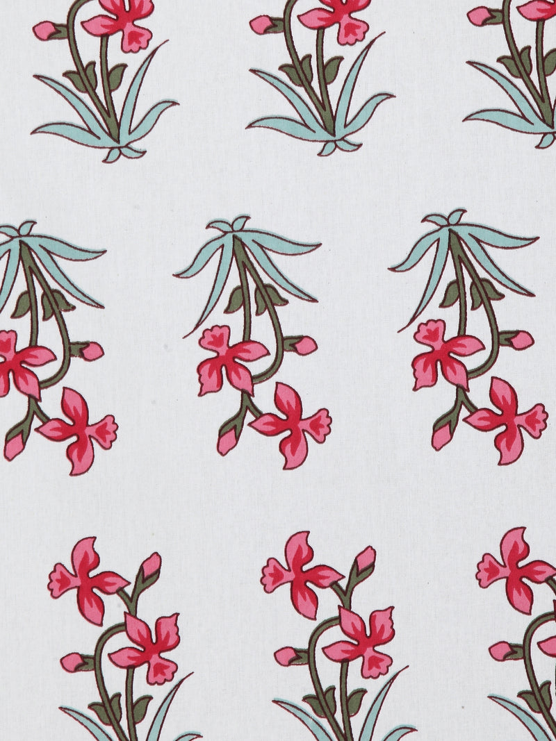 Rajasthan Decor Screen Print Jaiuri Cotton Floral Pattern Single Bedsheet with 1 Pillow Cover