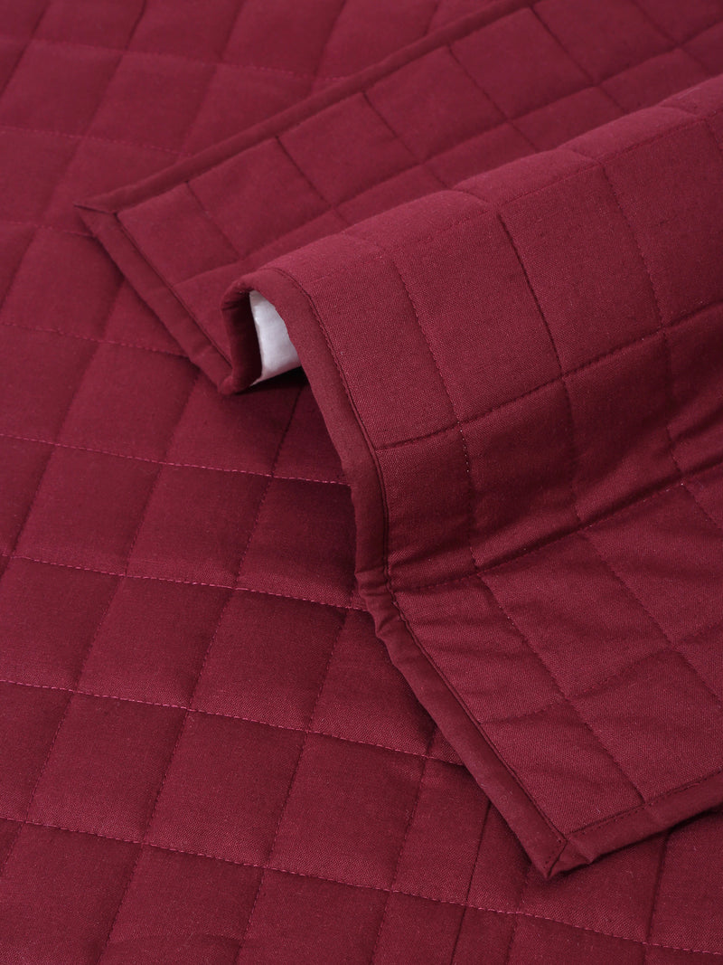 Wine Color Quilted Cotton 1 Seater Sofa Cover