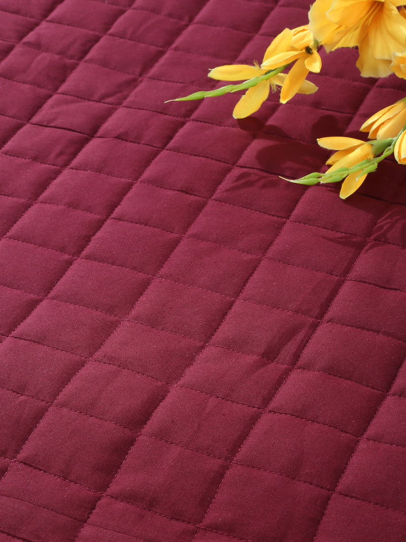 Wine Color Quilted Cotton 2 Seater Sofa Cover