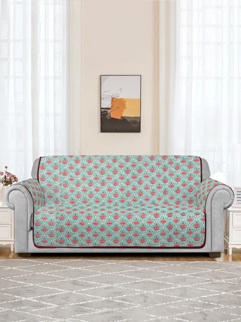 Quilted Fl 3 Seater Cotton Sofa