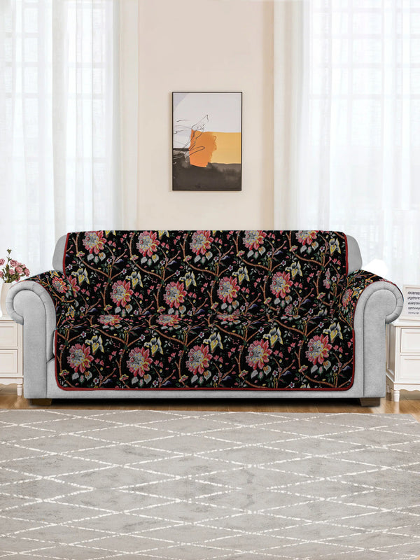 Rajasthan Decor Quilted Black Color 3 seater Sofa Cover