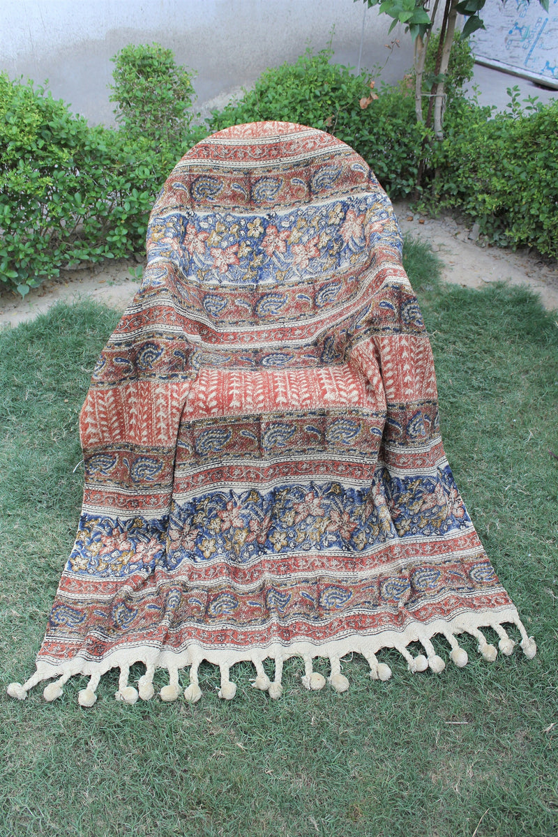 Hand Block Printed Cotton Throw Blanket