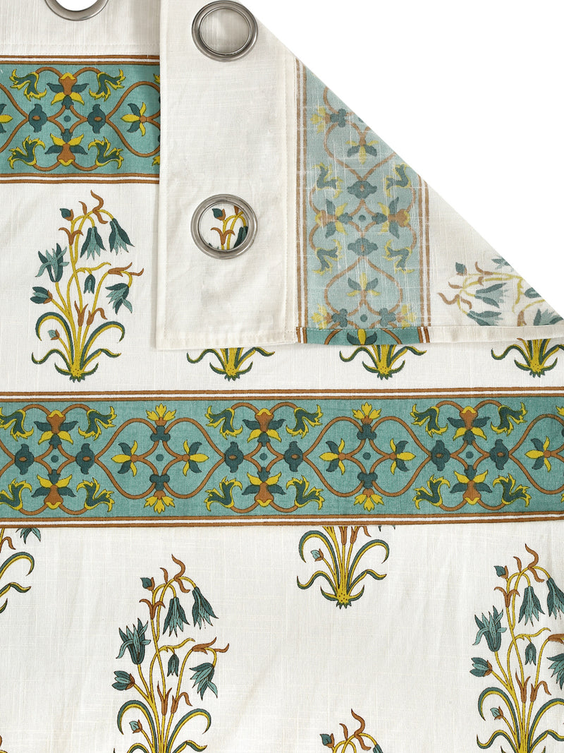 Rajasthan Decor Cotton Metallic Print Set of 2 Window Curtain (47x62 Inch)